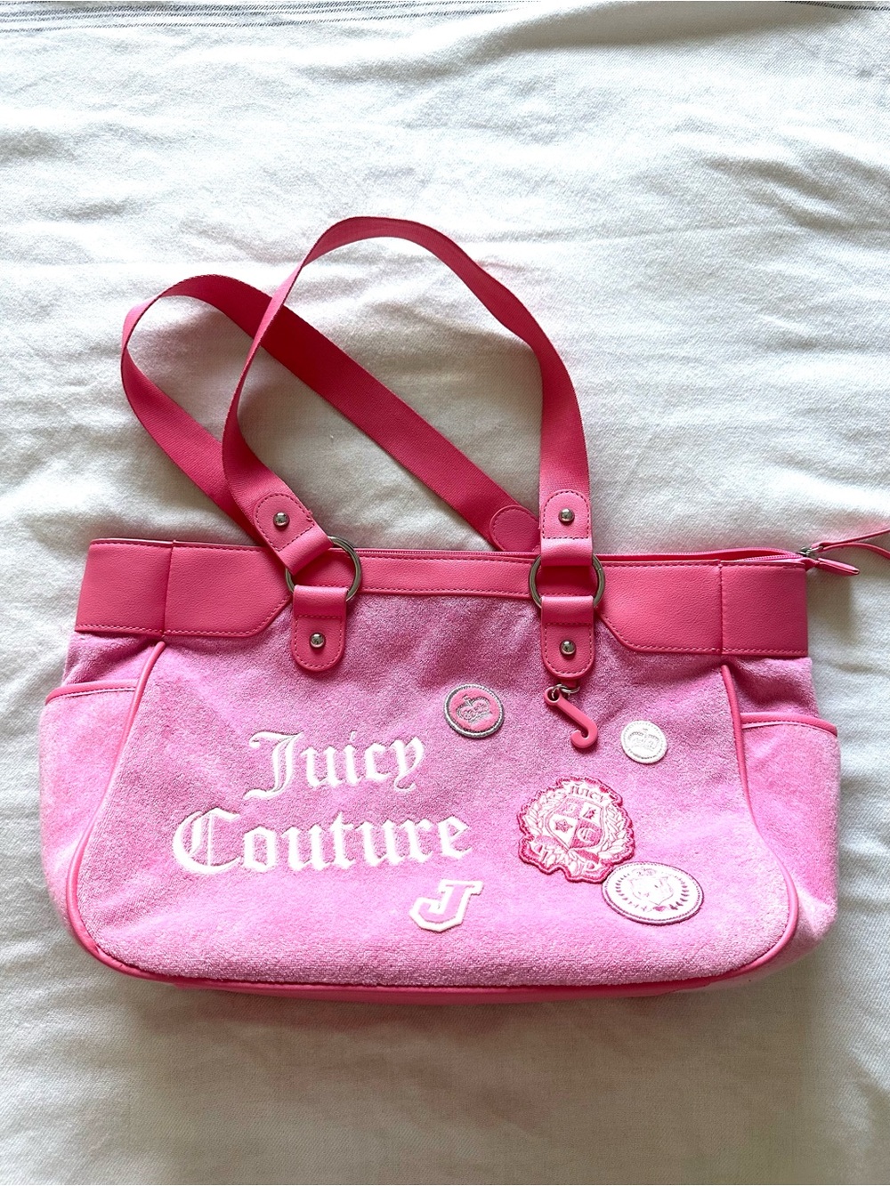 Juicy Couture Pink Embroidered Logo Shoulder Tote